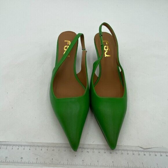 FSJ Women's Mid Kitten Heel Slingback Sandal Pointy Toe Sexy Pumps Comfortable - Picture 3 of 8